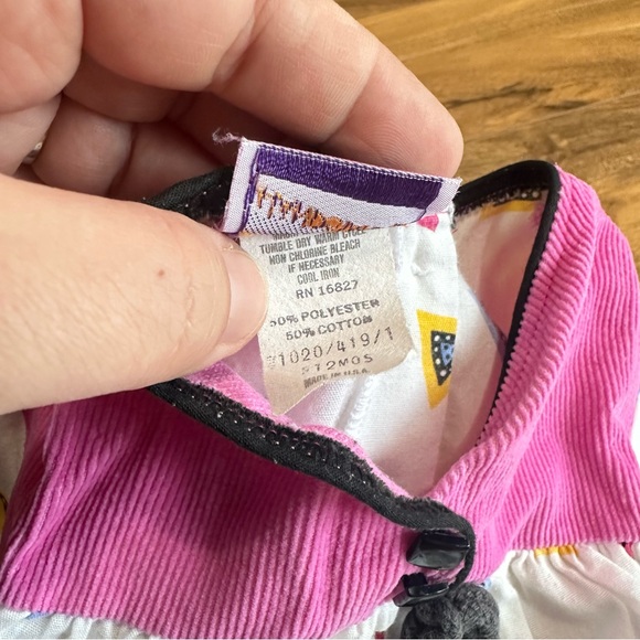 Vintage Pastel Triangle Geometric Print Toddler Blouse, 12 months, Made in USA - Picture 5 of 7